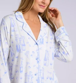 Pj Salvage Parisian Dream Blue Toile Print – Modal Long Sleeve & Pant Sleep Set -Her Room US pj salvage pjsa01 rupast1 cs1