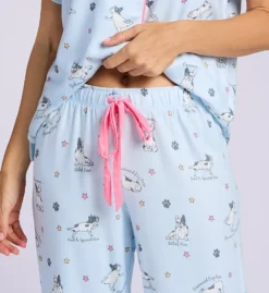 PJ Salvage Paws & Breathe Yoga Frenchie – Grey with Pink Piping 3-Piece Pajama Set -Her Room US pj salvage pjsa01 rupbcpj cs2