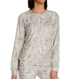 PJ Salvage Peachy Party Animal Batik Leopard Print Sweatshirt – Soft Lightweight Knit Loungewear Top