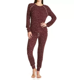 PJ Salvage My Friend Spot Rib Jersey Top – Spotted Grey & White Relaxed Fit Long Sleeve Lounge Top -Her Room US pj salvage pjsa01 rzfsls cs1