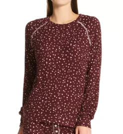 PJ Salvage My Friend Spot Rib Jersey Top – Spotted Grey & White Relaxed Fit Long Sleeve Lounge Top -Her Room US pj salvage pjsa01 rzfsls fs