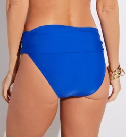 Pour Moi Free Spirit Multi-Tone Ruched Fold Over Brief – Recycled Mid-Rise Swim Bottom -Her Room US pour moi pmoi01 13209r bs