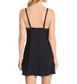 Pour Moi Aura Black Floral Lace & Microfiber Chemise - Flared Sleep Dress -Her Room US pour moi pmoi01 21808 bs