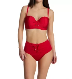 Pour Moi Santa Cruz Textured Super High Waist Brief – Luxe Gold Hardware Tummy Control Swim Bottom -Her Room US pour moi pmoi01 24905 cs4