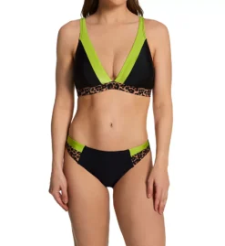 Pour Moi Palm Springs Color Block Triangle Swim Top – Leopard Print Underband Wireless Bikini -Her Room US pour moi pmoi01 25612 cs2