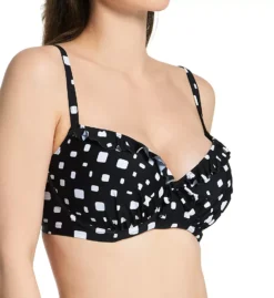 Pour Moi Cascade Square Dot Underwire Frill Plunge Swim Top – Lightly Padded Bra-Sized Swimwear -Her Room US pour moi pmoi01 28208 fs