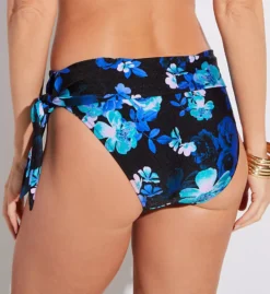 Pour Moi Portofino Shimmering Black - Luxe Tie-Side Fold-Over Bikini Brief Bottoms -Her Room US pour moi pmoi01 29703 bs