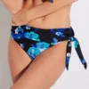 Pour Moi Portofino Shimmering Black - Luxe Tie-Side Fold-Over Bikini Brief Bottoms -Her Room US pour moi pmoi01 29703 gs