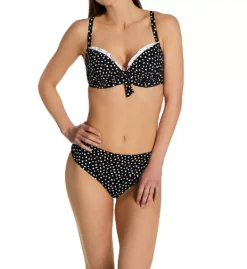 Pour Moi Hot Spots Black and White Polka Dot with Red Ruffle Trim – Lightly Padded Underwire Bikini Top -Her Room US pour moi pmoi01 3900 cs1