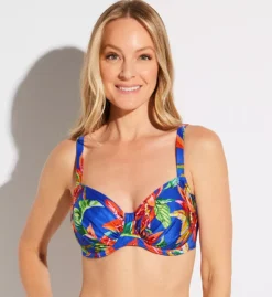 PRIMA DONNA Latakia Tropical Print Full Cup Bikini Top – Satin-Finish Underwire Swimwear