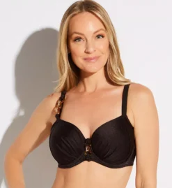 PRIMA DONNA Barrani Satin Sheen Full Cup Bikini Top – Tortoiseshell Hardware Accents