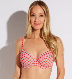 Prima Donna Marival Multicolor Gingham Full Cup Underwire Bikini Top – Textured 3-Way Convertible Swimwear