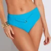 Prima Donna Kochi Deep Teal Ribbed High-Waisted Bikini Brief with Gold Ring Detail -Her Room US prima donna prd01 4013251 gs