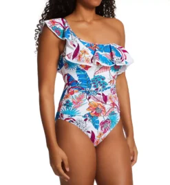 Profile by Gottex Bohemian Gypsy Vibrant Floral One Shoulder Ruffle One Piece Swimsuit -Her Room US profile by gottex prof01 bg2061 fs