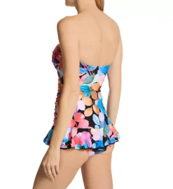 Profile by Gottex Color Rush Bandeau One Piece Swim Dress – Multicolor Leaf Print Tummy-Slimming Skirted Swimsuit -Her Room US profile by gottex prof01 cr2047 bs