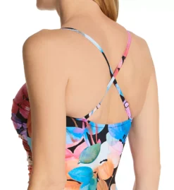 Profile by Gottex Color Rush Bandeau One Piece Swim Dress – Multicolor Leaf Print Tummy-Slimming Skirted Swimsuit -Her Room US profile by gottex prof01 cr2047 cs1