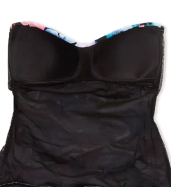 Profile by Gottex Color Rush Bandeau One Piece Swim Dress – Multicolor Leaf Print Tummy-Slimming Skirted Swimsuit -Her Room US profile by gottex prof01 cr2047 cs6