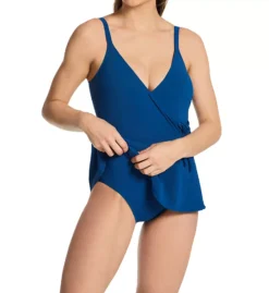 Profile by Gottex Tutti Frutti Solid Skirted Tie Front V-Neck One-Piece Swim Dress -Her Room US profile by gottex prof01 et2134 cs1