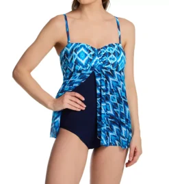 Profile by Gottex Ocean Blues Ikat Print – Mesh Flyaway Bandeau Swim Dress -Her Room US profile by gottex prof01 ob2045 cs3