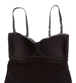 Profile by Gottex Black and White Palm Leaf – Soiree Flyaway Mesh Convertible Bandeau Swim Dress -Her Room US profile by gottex prof01 s2045 cs6