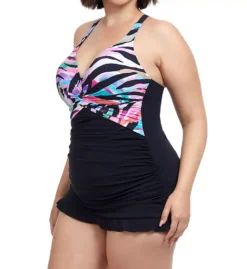 Profile by Gottex Plus Size Wild Parade Zebra Print Swim Dress – Multi/Black Underwire Tummy Control One Piece 8 Profile by Gottex Plus Size Wild Parade Zebra Print Swim Dress – Multi/Black Underwire Tummy Control One Piece -Her Room US profile by gottex prof01 wp2w01 fs