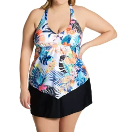 Raisins Curve Haleiwa Trinidad Tropical Floral – White Sharkbite Hem Plus Size Tankini Swim Top -Her Room US raisins curve raic01 g840521 cs1