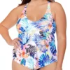 Raisins Curve Haleiwa Trinidad Tropical Floral – White Sharkbite Hem Plus Size Tankini Swim Top -Her Room US raisins curve raic01 g840521 gs