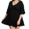 Raisins Curve Black Crinkle Gauze V-Neck Plus Size Tavarua Dress Cover Up