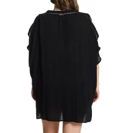 Raisins Curve Tranquilo Plus Size Caftan - Sheer Crinkle Gauze V-Neck Cover Up with Ladder Work -Her Room US raisins curve raic01 j840098 bs