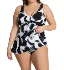 Raisins Curve Calaya Lucia V-Neck Swim Dress – Tummy Control Twist Detail One-Piece -Her Room US raisins curve raic01 j840185 cs1