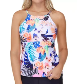 Raisins Haleiwa St. Croix Tropical Floral – Strappy Back High Neck Tankini Swim Top