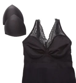 Rhonda Shear 4056 Seamless Lace Trim Tank Top with Built-In Shelf Bra -Her Room US rhonda shear rhon01 4056 cs3