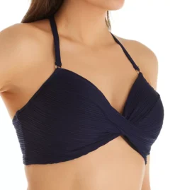 Robin Piccone Lily D-Cup Ribbed Twist Front - Underwire Lace-Up Bikini Top