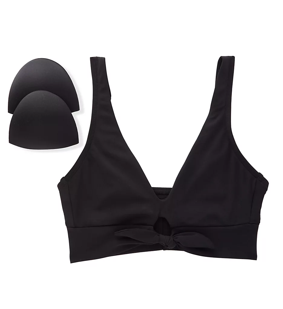 Robin Piccone Ava Solid Black Over The Shoulder Bikini Top – V-Neck Keyhole Wireless Swimwear 6 Robin Piccone Ava Solid Black Over The Shoulder Bikini Top – V-Neck Keyhole Wireless Swimwear - Image 4