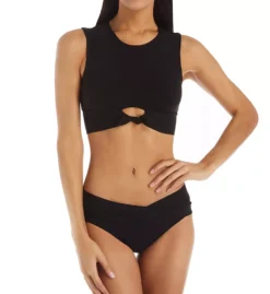 Robin Piccone Ava Front Tie Tank Top Bikini - Keyhole Cutout High Coverage Swim Top -Her Room US robin piccone rp01 191725 cs1
