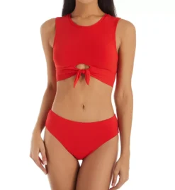 Robin Piccone Ava Front Tie Tank Top Bikini - Keyhole Cutout High Coverage Swim Top -Her Room US robin piccone rp01 191725 cs3