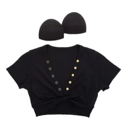 Robin Piccone Amy Ribbed Tie Front Swim Top – Gold Snap Short Sleeve Raglan -Her Room US robin piccone rp01 220809 cs6