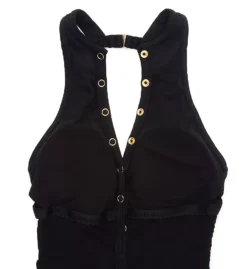 Robin Piccone Amy Black Ribbed One Piece Swimsuit – High Neck Gold Snap Front Design -Her Room US robin piccone rp01 220814 cs5