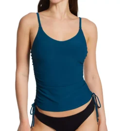 Robin Piccone Aubrey Side Adjustable Tankini – Ruched Wireless Scoop Neck Swim Top