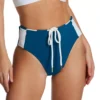 Robin Piccone Emma Navy Blue with White Side Panels – Nautical High Waist Cheeky Swim Bottom -Her Room US robin piccone rp01 232769 gs