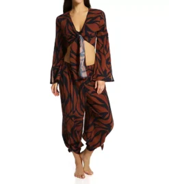 Sanctuary Abstract Animal Print Knot Front – Long Flare Sleeve Crinkle Cotton Cover Up -Her Room US sanctuary san01 a23804 cs1