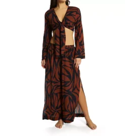 Sanctuary Abstract Animal Print Knot Front – Long Flare Sleeve Crinkle Cotton Cover Up -Her Room US sanctuary san01 a23804 cs2