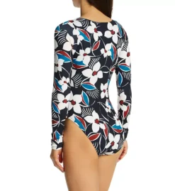Sanctuary Moody Blooms Floral Long Sleeve One Piece Swimsuit – High Leg Square Neck Swimwear -Her Room US sanctuary san01 b23241 bs