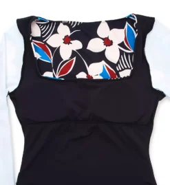 Sanctuary Moody Blooms Floral Long Sleeve One Piece Swimsuit – High Leg Square Neck Swimwear -Her Room US sanctuary san01 b23241 cs5