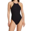 Sanctuary Black Ribbed High Neck Convertible Mio – Sandbar Solids One Piece Swimsuit -Her Room US sanctuary san01 d23254 gs