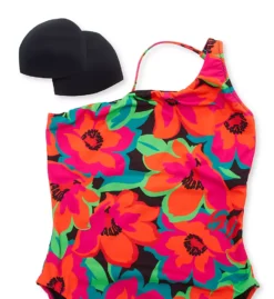 Sanctuary Savage Gardener Tropical Floral – One Shoulder Asymmetrical One Piece Swimsuit -Her Room US sanctuary san01 g23242 cs5