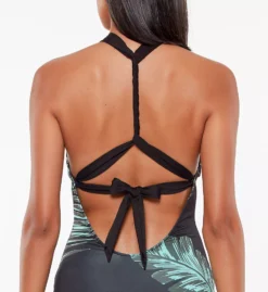 Sanctuary Palmetto Paradise Tropical Print High Neck Mio – Eco-Friendly Tie-Back One Piece Swimsuit -Her Room US sanctuary san01 pp21212 cs1