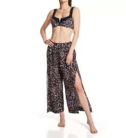 Sanctuary Leopard Print Seersucker Side Slit Cropped Beach Cover Up Pants -Her Room US sanctuary san01 sc22807 cs1