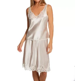 Shadowline Rochelle Satin Lace Trim Cami – Adjustable Strap Bias Cut Sleep Top -Her Room US shadowline shdw01 22075 cs1