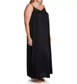 Shadowline Plus Size Beloved Sleeveless Long Gown – Nylon Tricot Embroidered Lace Nightgown -Her Room US shadowline shdw01 31275x fs